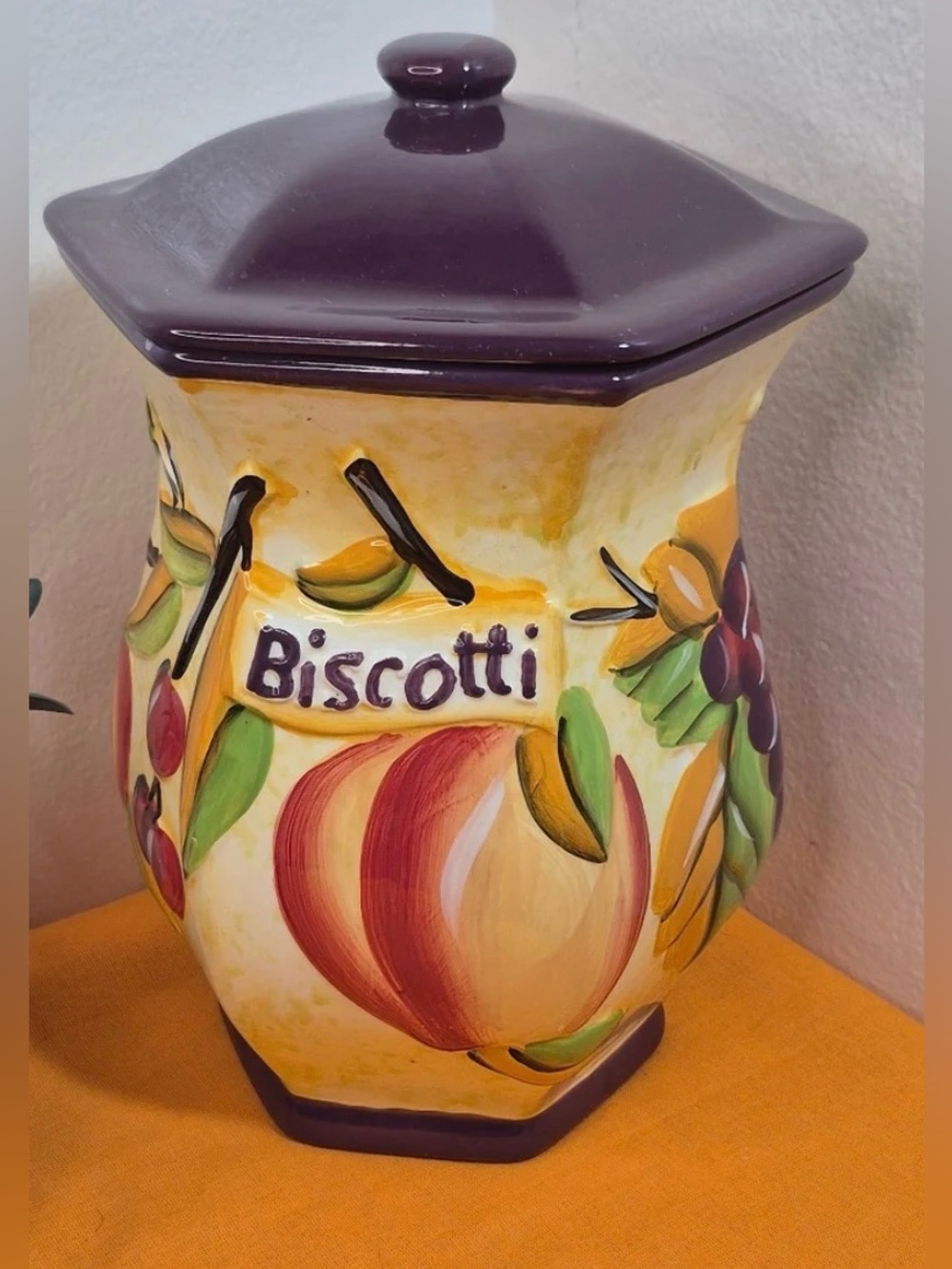 Nonni’s Hand- Painted Ceramic Biscotti Cookie Jar